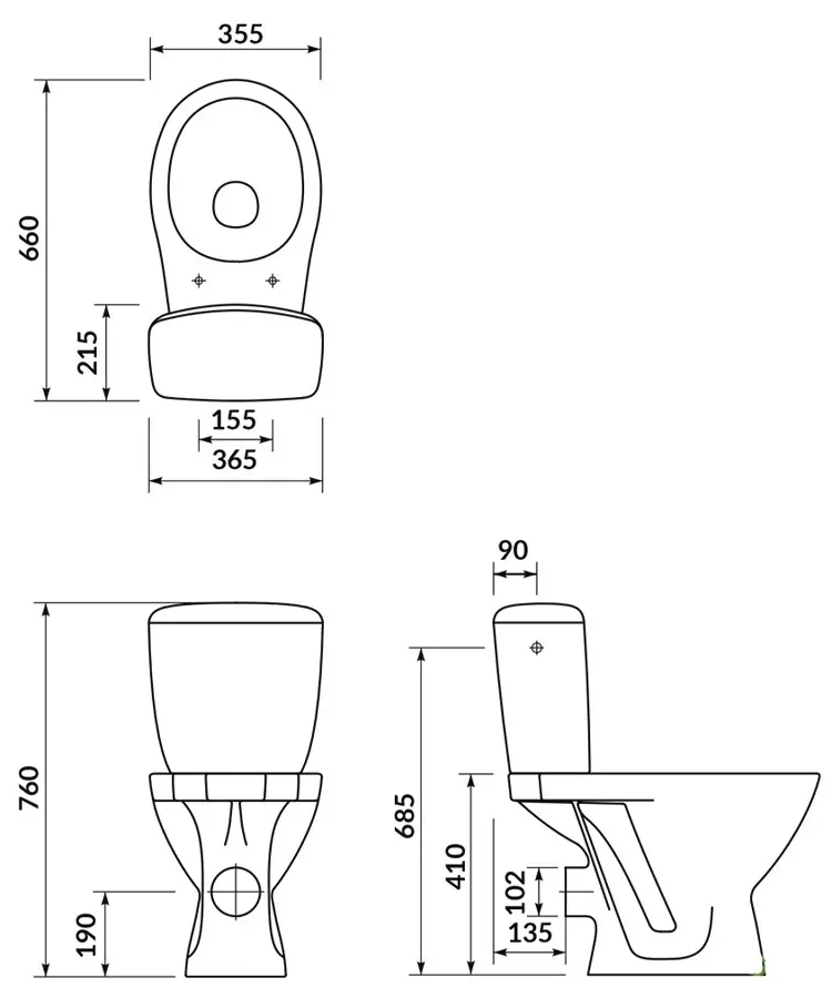 Cersanit Kaskada 206 (CCKZ1000300783) Габаритні розміри