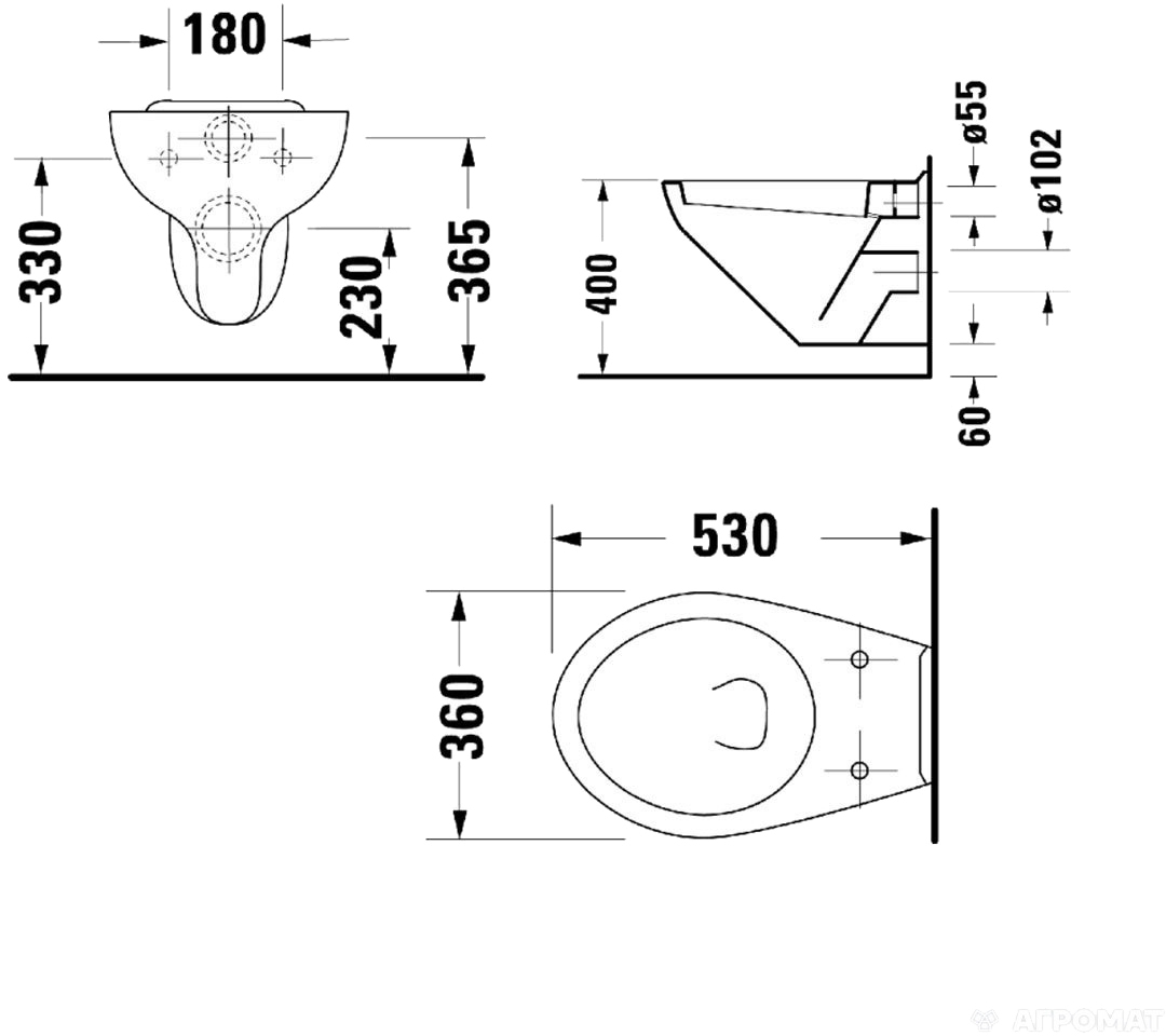 Duravit Hornberg 192090000 Габаритные размеры