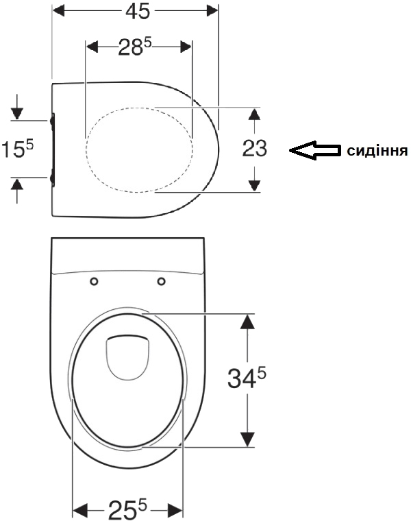 Geberit 500.784.01.1 Габаритні розміри