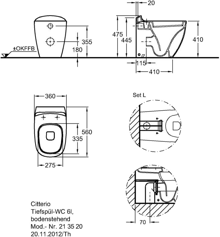 Keramag Citterio 213520000 Габаритні розміри