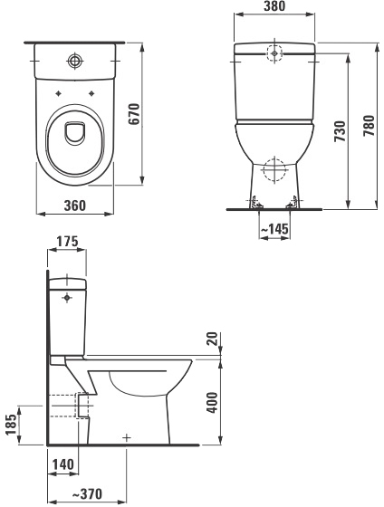 Laufen Pro H8679500008701 Габаритні розміри