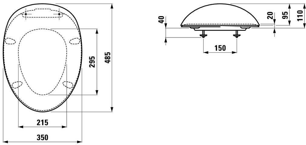 Laufen Alessi One H8929710000001 Габаритные размеры