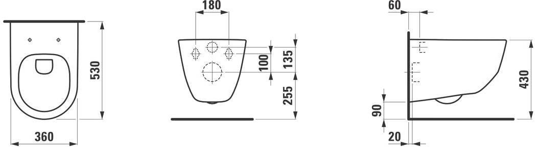 Laufen Pro H8209660000001 + H8969513000001 Габаритні розміри