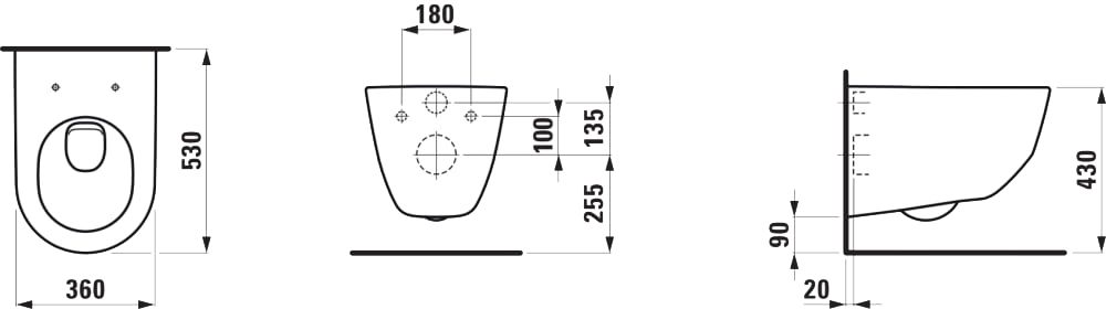 Laufen Pro H8209560000001 Габаритні розміри