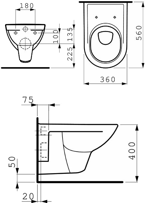 Laufen Pro H8209504000001 Габаритні розміри