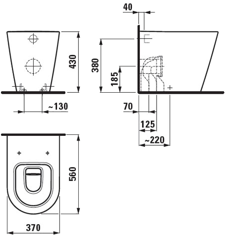 Laufen Kartell H8233314000001 Габаритні розміри