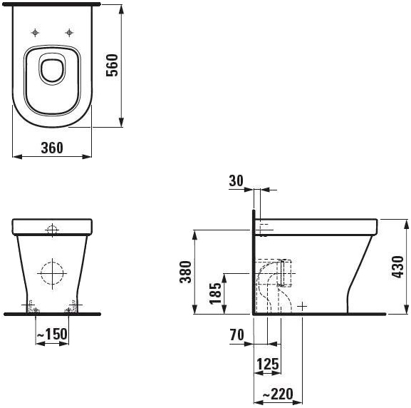 Laufen Lb3 8.2168.4.000.000.1 Габаритні розміри