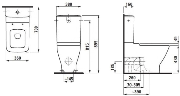 Laufen Palace H8287030002911 Габаритні розміри