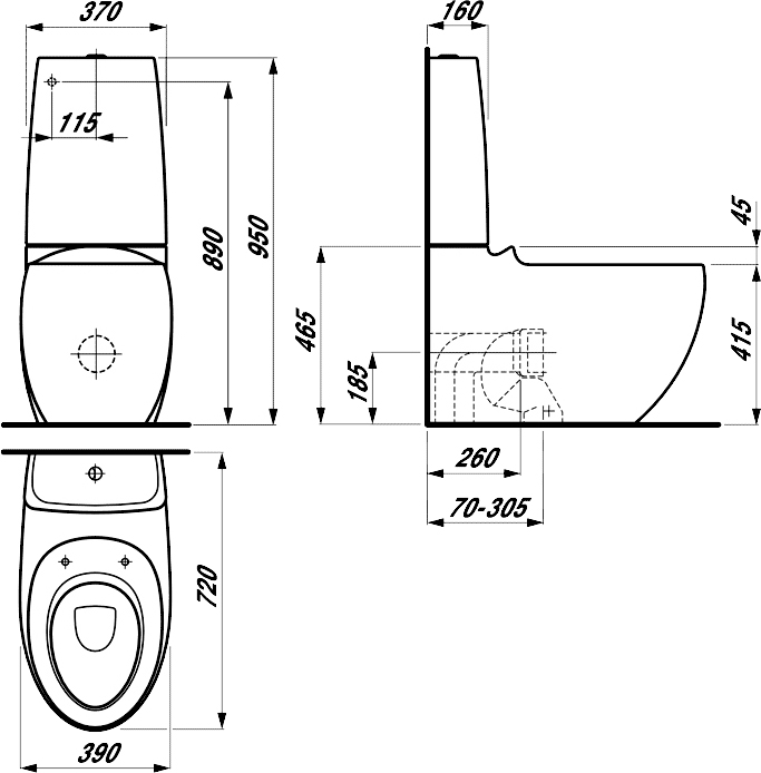 Laufen Alessi One H8229764000001 Габаритні розміри