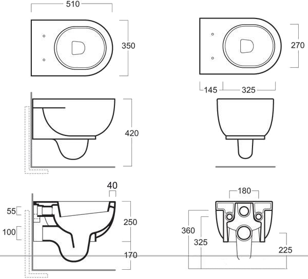 Simas E-Line EL 18/F 85 Габаритные размеры