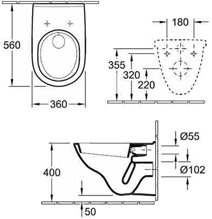 Villeroy&Boch O.Novo 5660HR01 Габаритні розміри