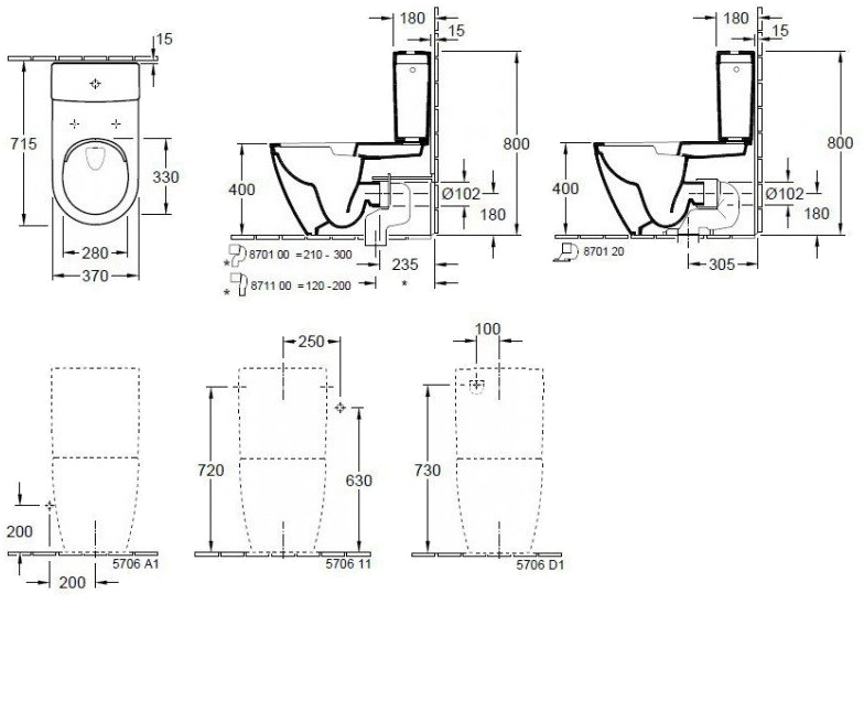 Villeroy&Boch Subway 2 57061101 Габаритні розміри