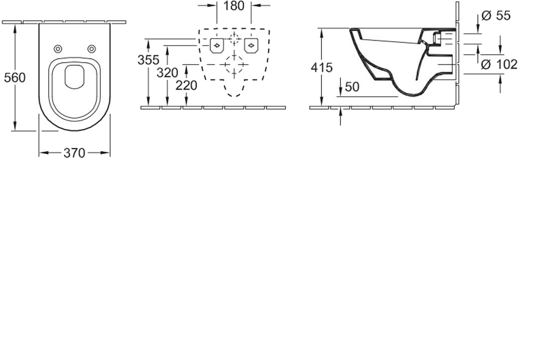 Villeroy&Boch Subway 2 56001001 Габаритные размеры