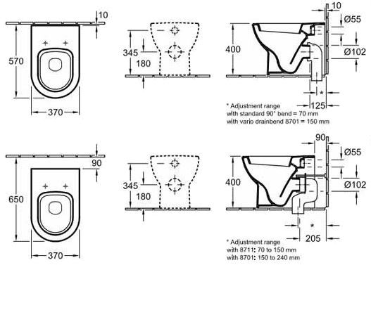 Villeroy&Boch Subway 66071001 Габаритні розміри