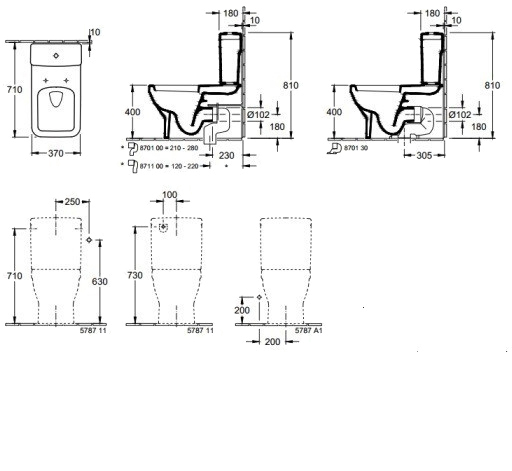 Villeroy&Boch Architectura (5787G101) 57871101 Габаритні розміри