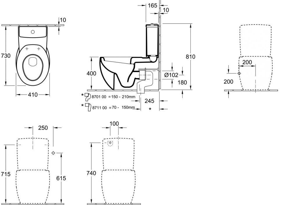 Villeroy&Boch Aveo 66141001 Габаритные размеры