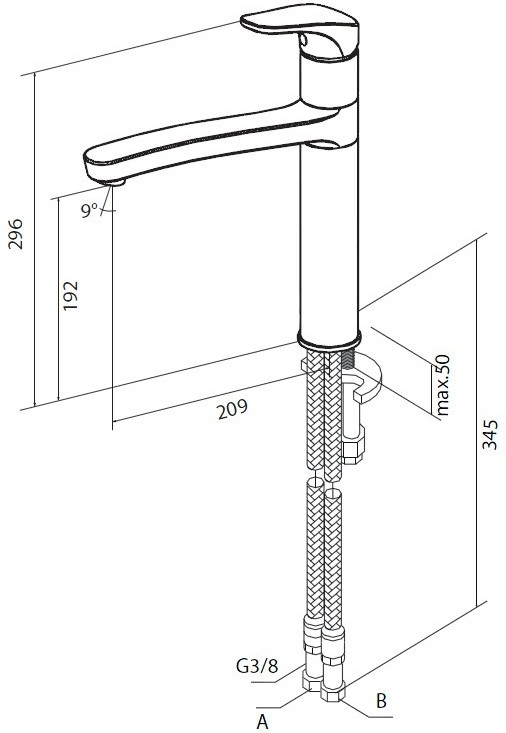 AM.PM Joy F8500000 Габаритные размеры