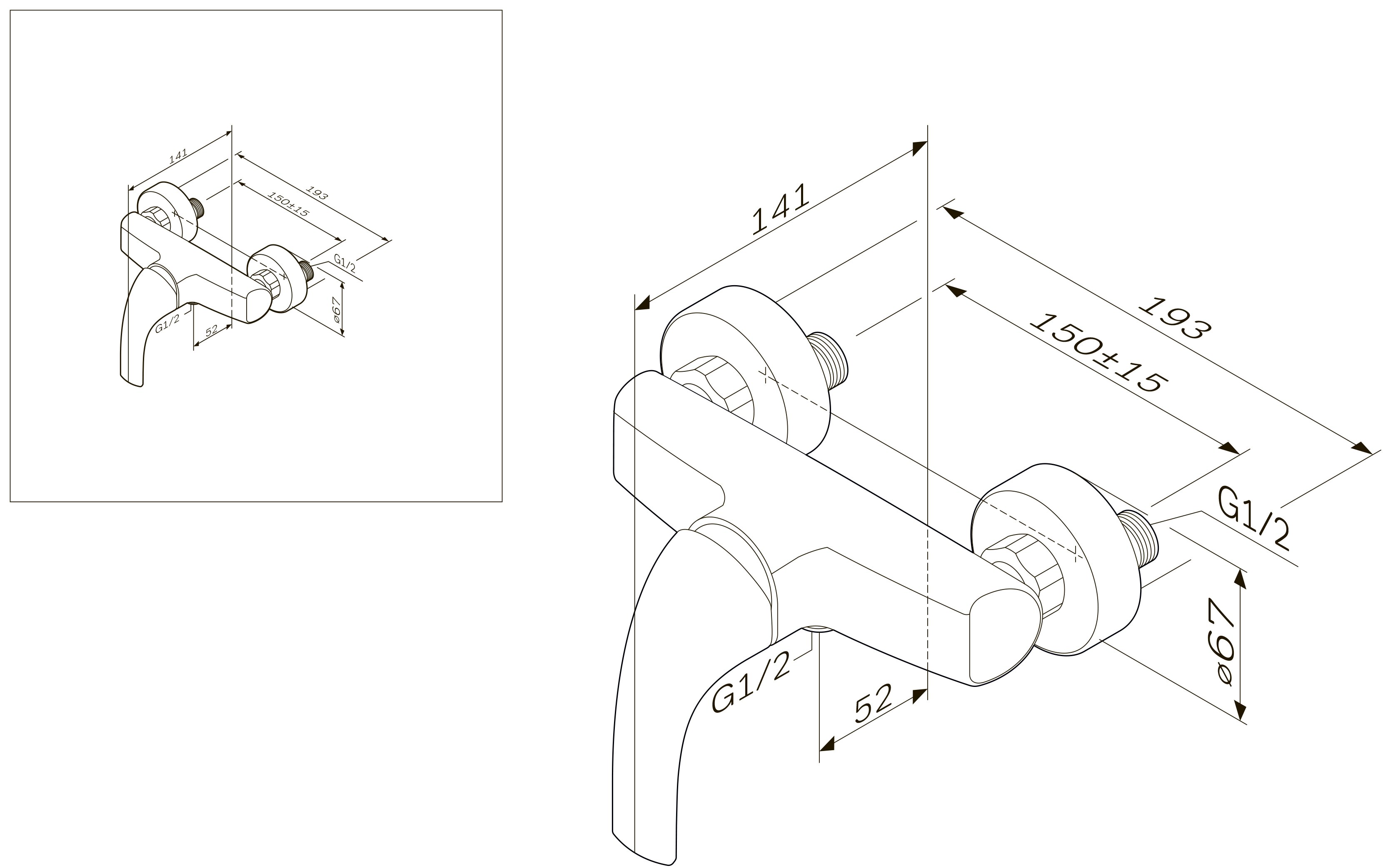 AM.PM Sense F7520000 Габаритные размеры