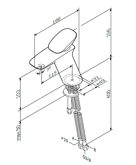 AM.PM Spirit V2.0 F70A02100 Габаритные размеры