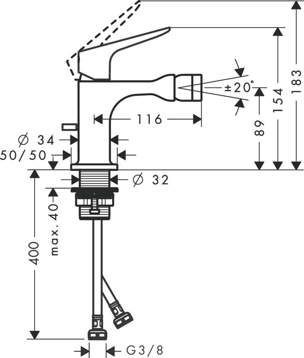 Axor Citterio M 34210000 Габаритні розміри