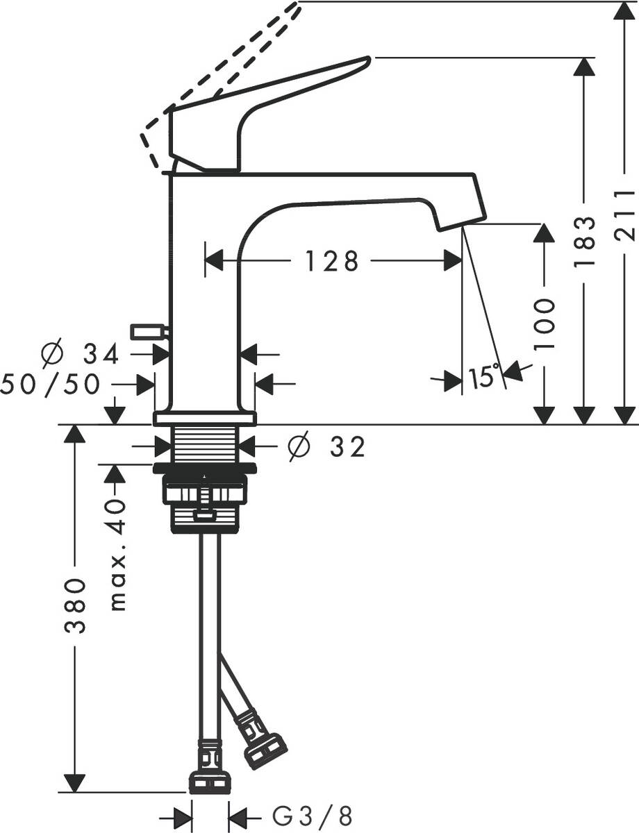 Axor Citterio M 100 34010000 Габаритные размеры