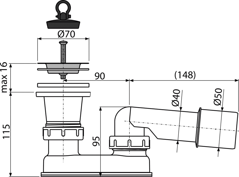 Alcaplast A461-50 Габаритні розміри