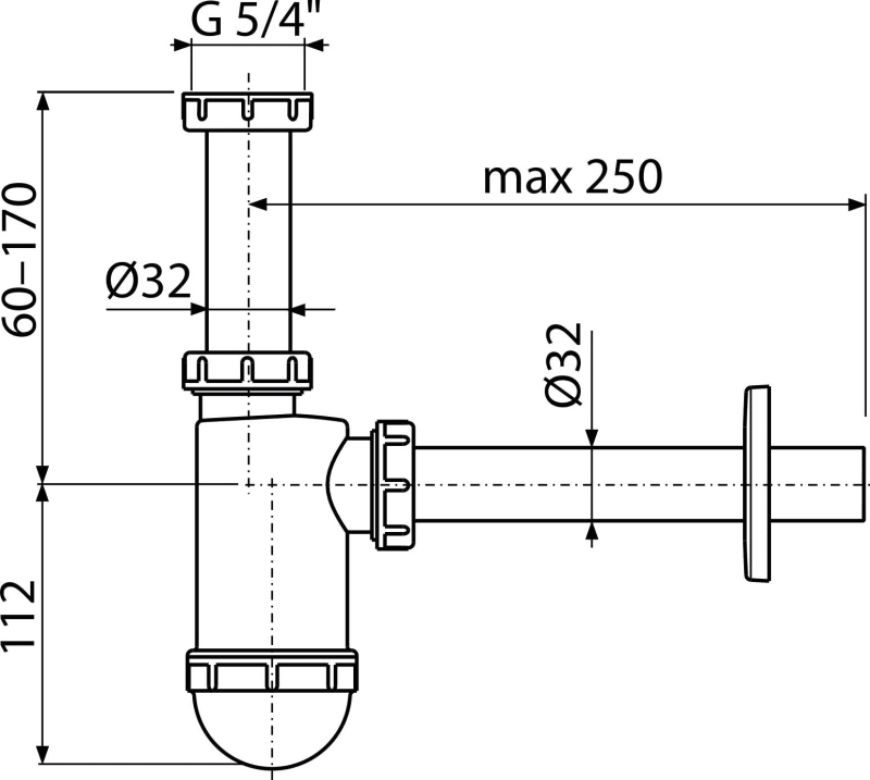 Alcaplast A430 Габаритні розміри