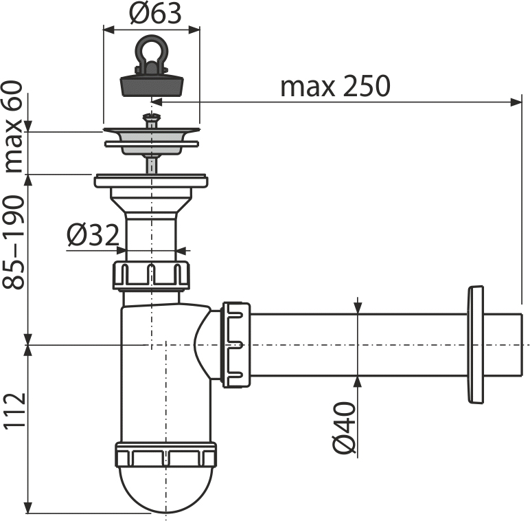 Alcaplast A41 Габаритные размеры