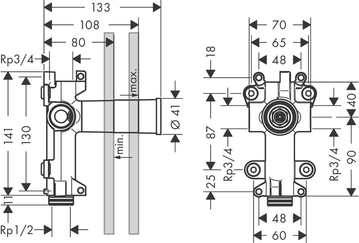 Axor Starck Shower 28486180 Габаритні розміри