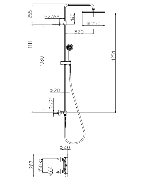 Bossini 30 ELIOS L10172 Габаритные размеры