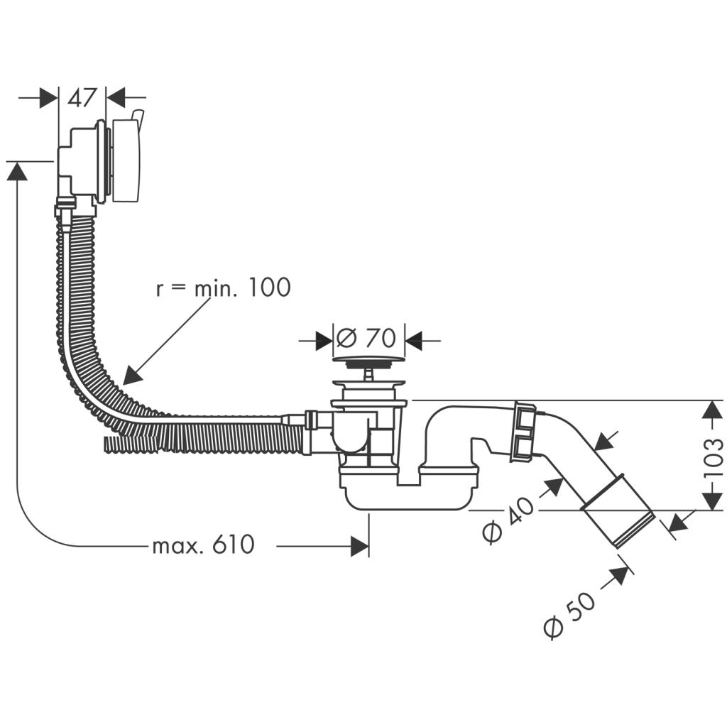 Hansgrohe Flexaplus S 58150000 Габаритні розміри