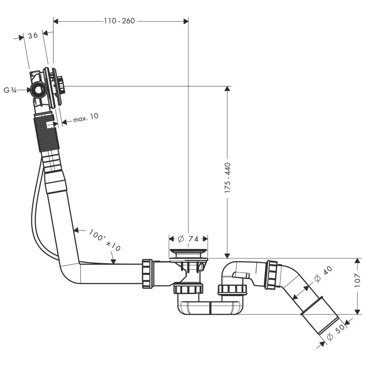 Hansgrohe Exafill S 58115180 Габаритні розміри