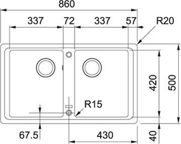 Franke Basis BFG 620 114.0363.940 (фрагранит) Габаритные размеры