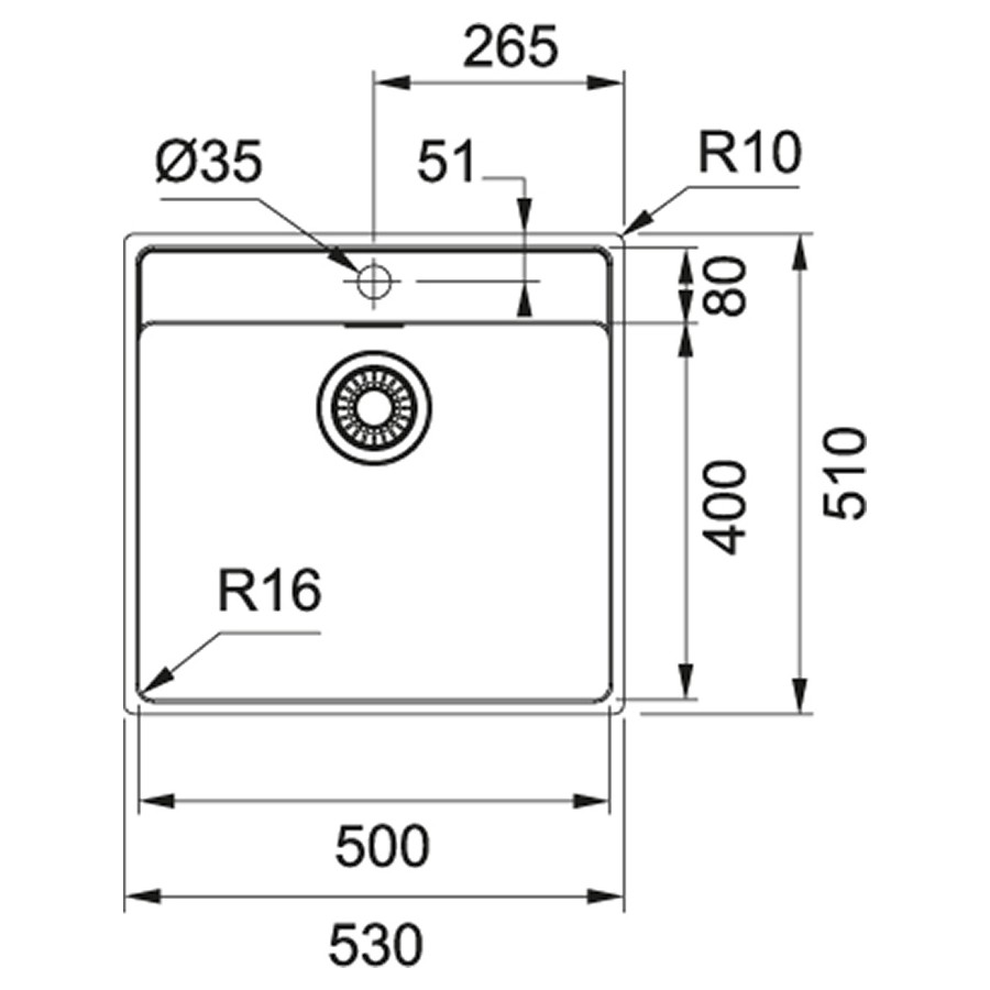 Franke Maris MRX 210-50 TL 127.0598.750 (матова) Габаритні розміри