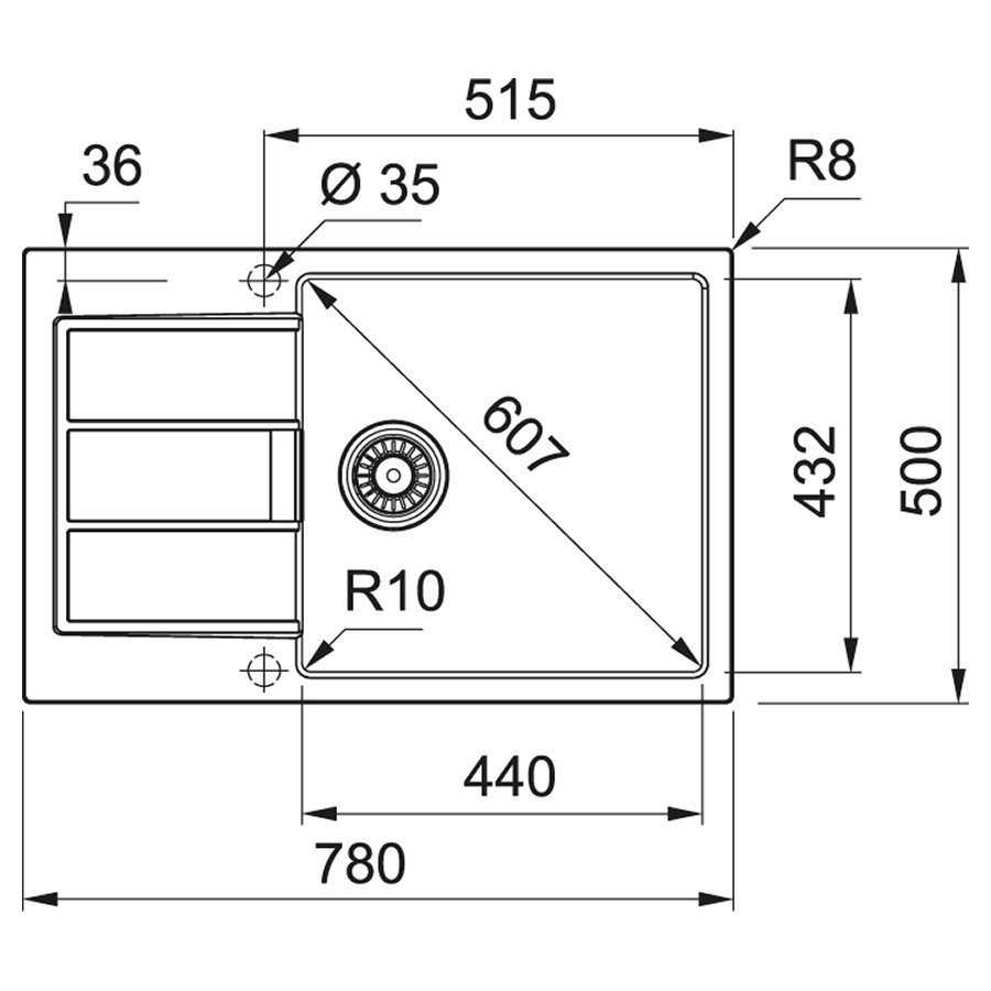 Franke Sirius 2.0 S2D 611-78 XL 143.0621.338 (тектонайт) Габаритні розміри