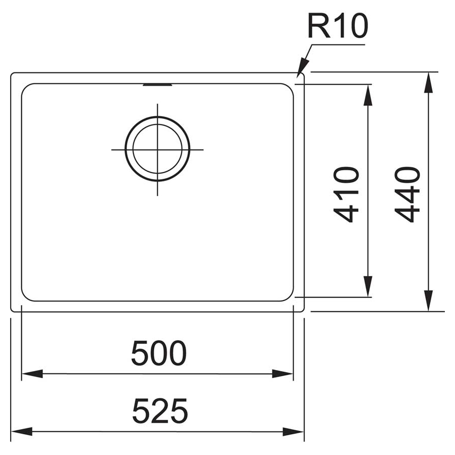 Franke Sirius SID 110-50 125.0395.608 (тектонайт) Габаритные размеры