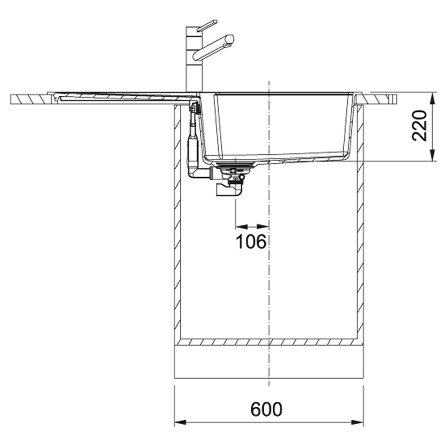 Franke Urban UBG 611-100 XL 114.0574.934 (фраграніт) Габаритні розміри