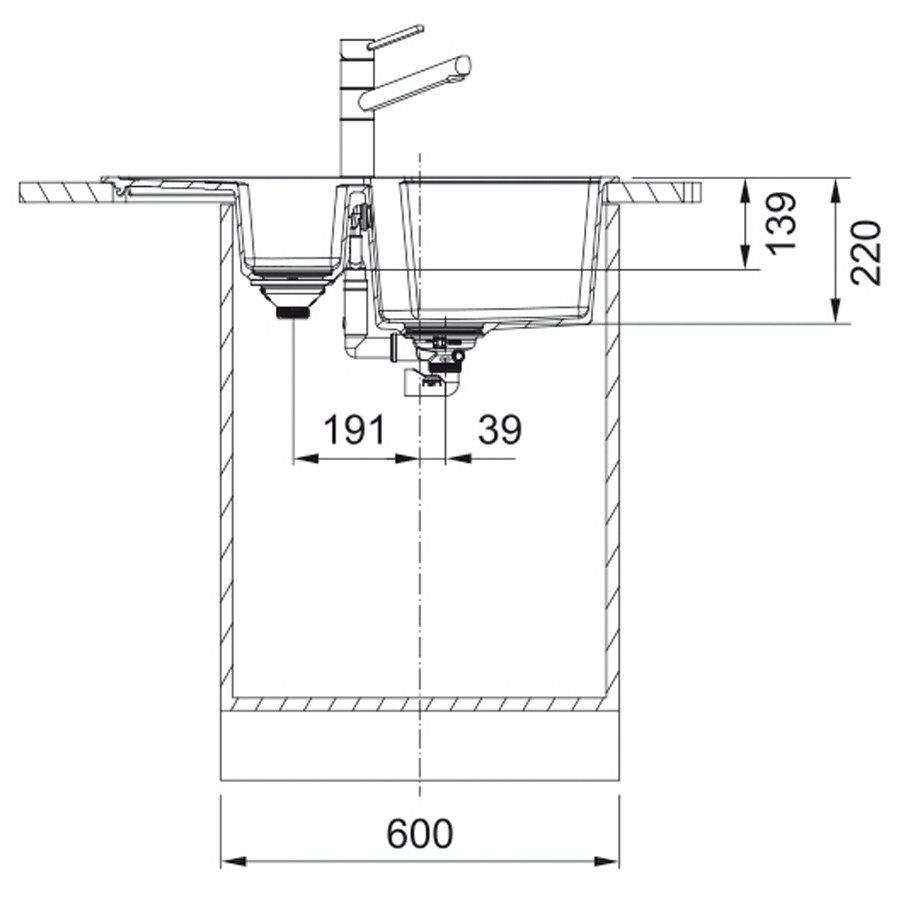 Franke Urban UBG 651-78 114.0574.992 (фраграніт) Габаритні розміри