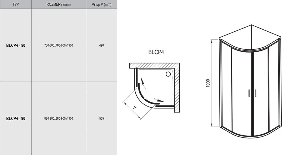 Душевой уголок Ravak Blix 80 см BLCP4-80 цена 0 грн - фотография 2