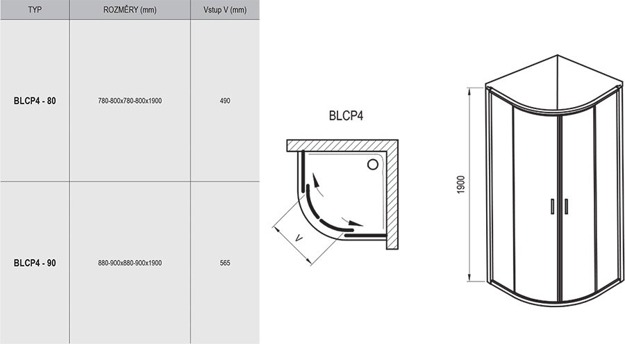 Душевий куток Ravak Blix 80 см BLCP4-80 прозоре скло ціна 0 грн - фотографія 2