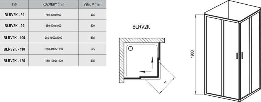 Стенка и дверь душевой кабины Ravak Blix 80 см BLRV2K-80 прозрачное стекло инструкция - изображение 6