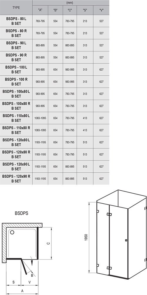 Душевий куток Ravak Brilliant 120 см BSDPS-120/90 L огляд - фото 8