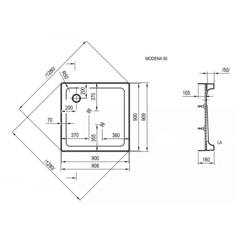 Душовий піддон Ravak Modena 90 ST ціна 0 грн - фотографія 2