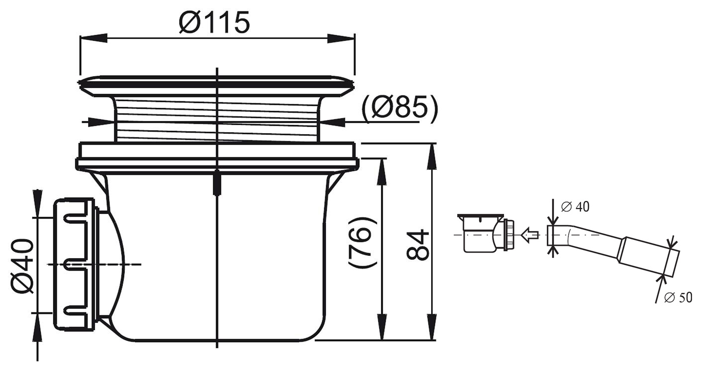 Ravak Basic 90 Габаритні розміри