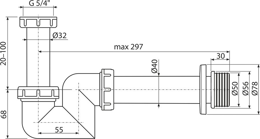 Ravak DN 40 Габаритные размеры