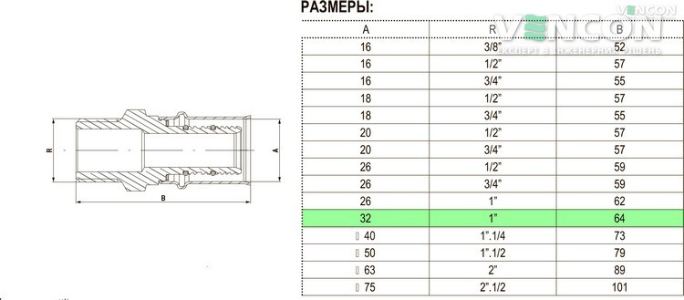 Перехідник Bonomi 32x1"З (40013208) ціна 406 грн - фотографія 2