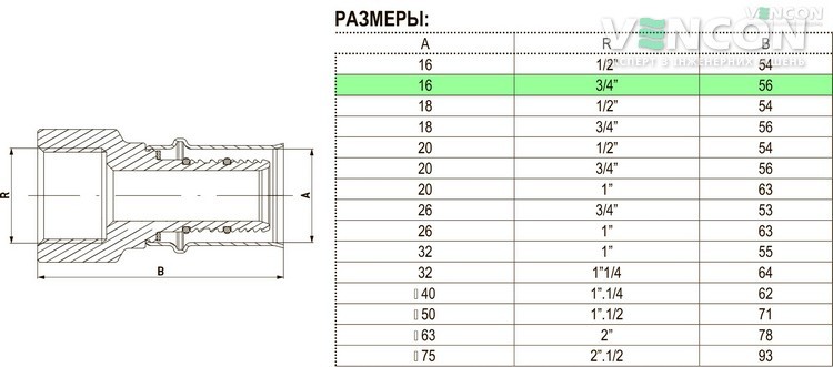 Переходник Bonomi 16x3/4"В (40021606) цена 188.00 грн - фотография 2