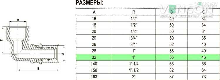 Коліно Bonomi 32x1"В (40523208) ціна 599 грн - фотографія 2