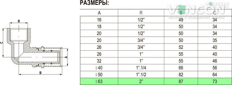 Колено Bonomi 63x2"В (40526313) цена 0 грн - фотография 2