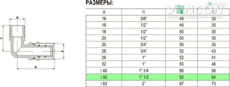 Коліно Bonomi 50x11/2" (40535011) ціна 0 грн - фотографія 2